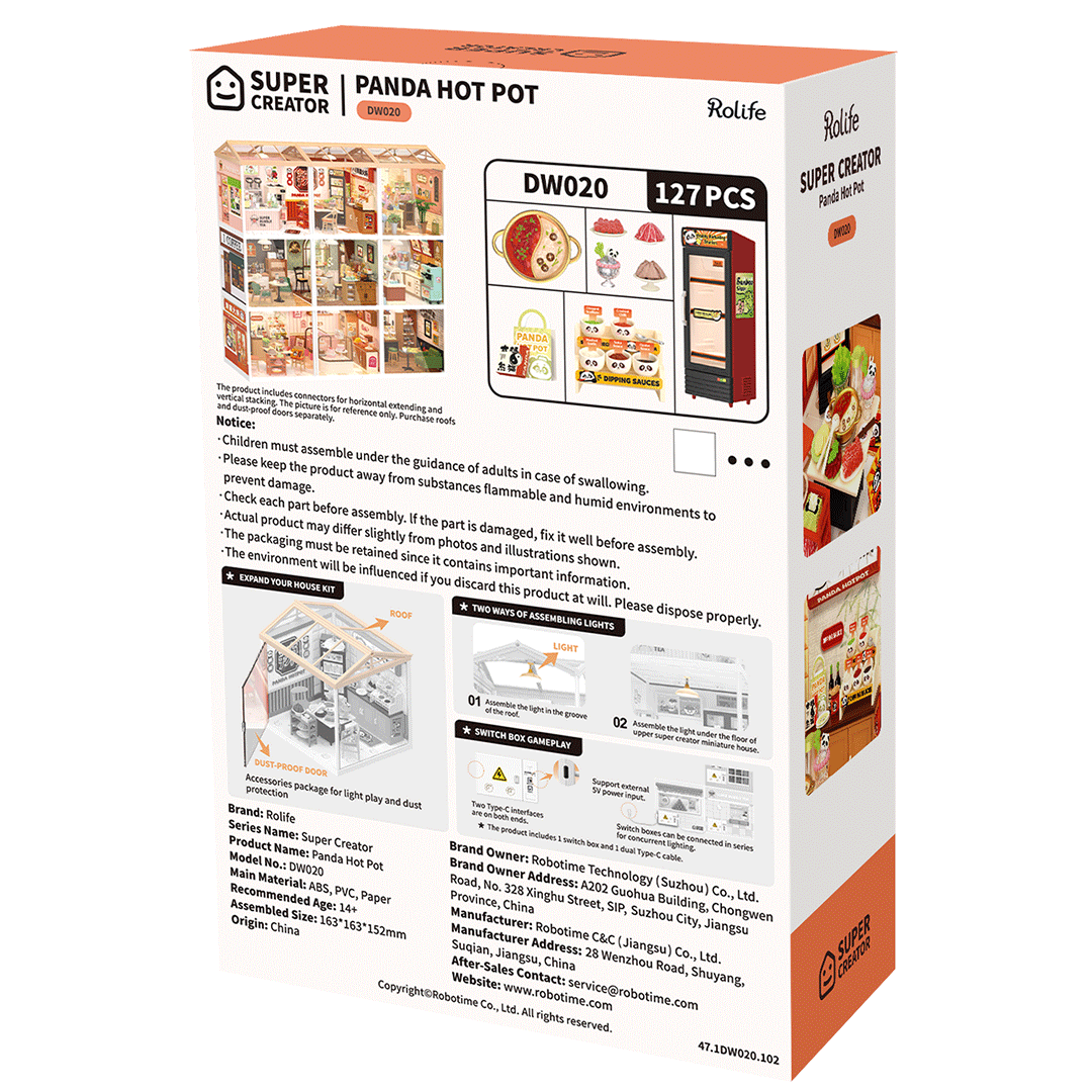 Stapelbares Miniaturhaus Panda Hot Pot als Geschenk für Miniatur-Fans