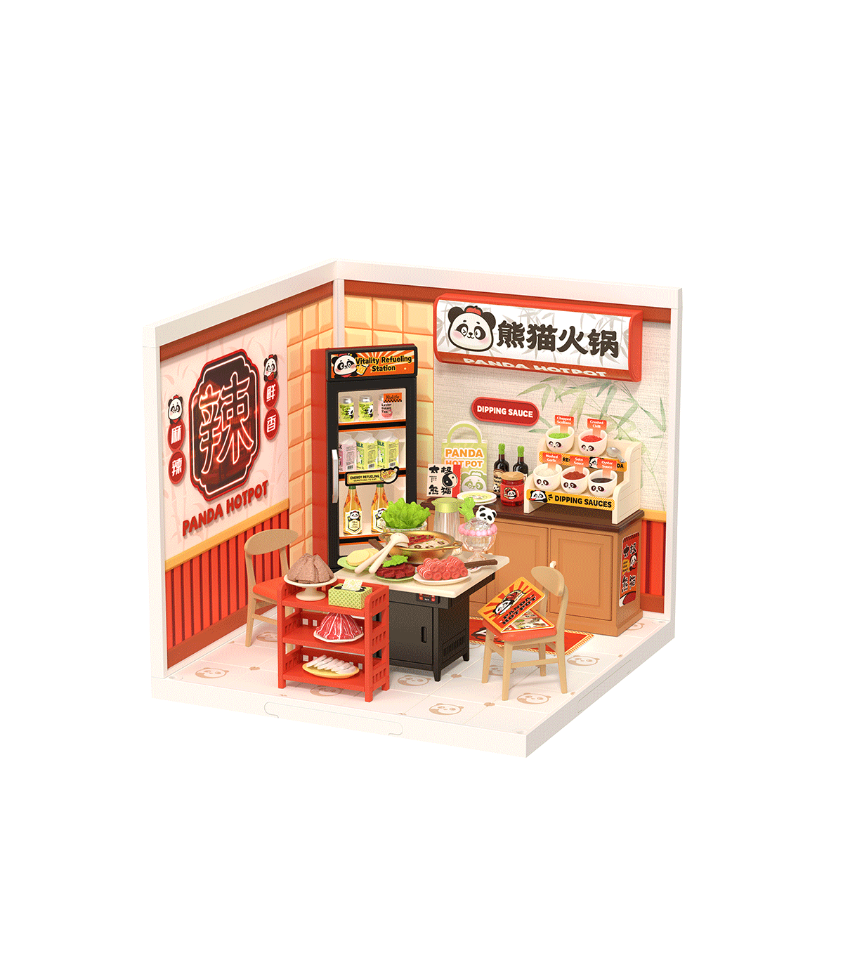 Rolife DIY Miniaturhaus Panda Hot Pot DW020 – chinesisches Hotpot-Restaurant im Maßstab 1:24