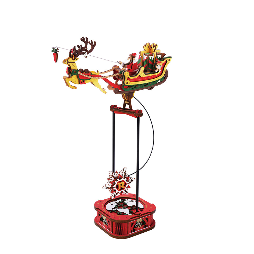 ROKR 3D Holzpuzzle Weihnachtsmann auf Schlitten – Santa on Sleigh MCD05 – Ansicht 6