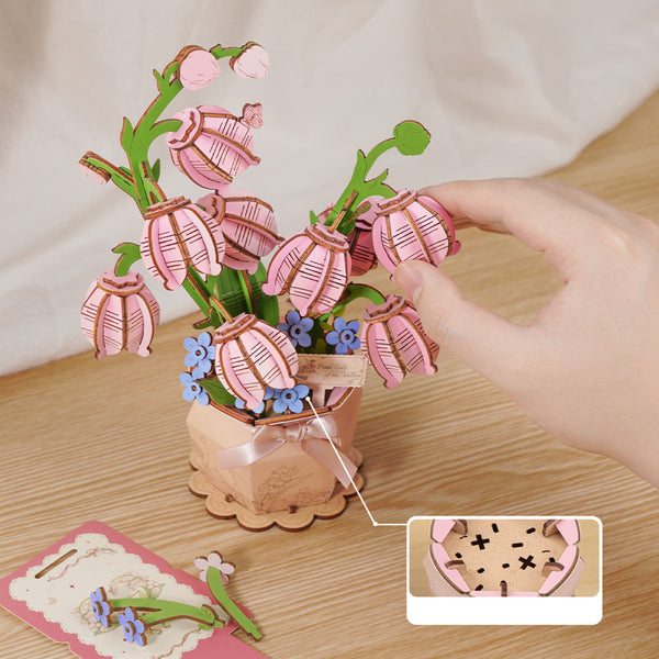 Rowood Holzblumen Bausatz Maiglöckchen Pink Lily of the Valley TF003 – Ansicht 6