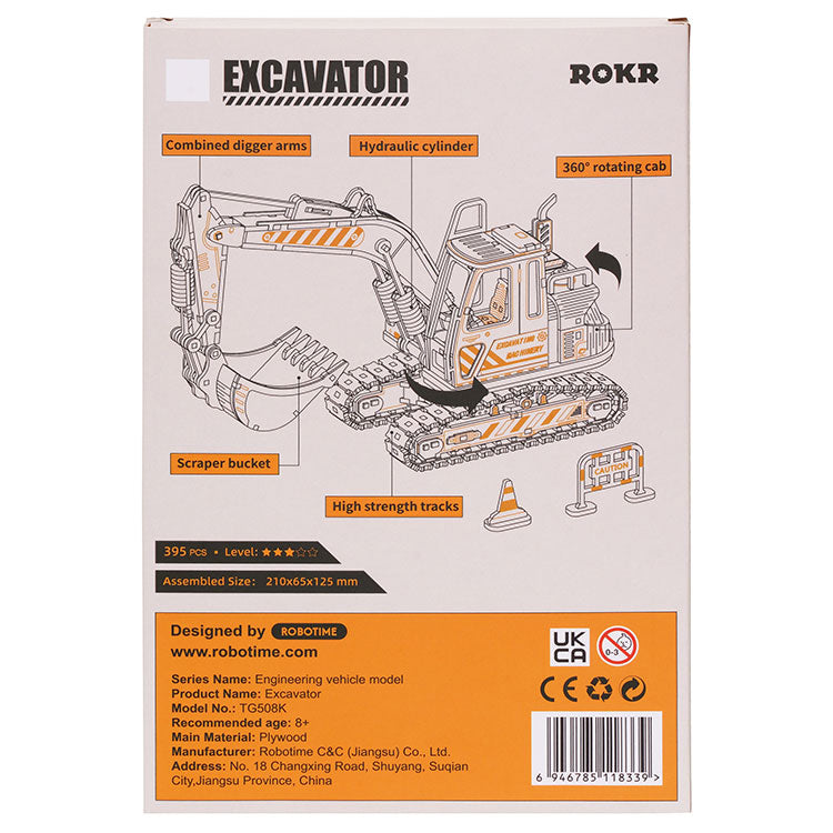 ROKR Engineering Vehicle Models: Bagger mit Gleisketten als Deko im Regal