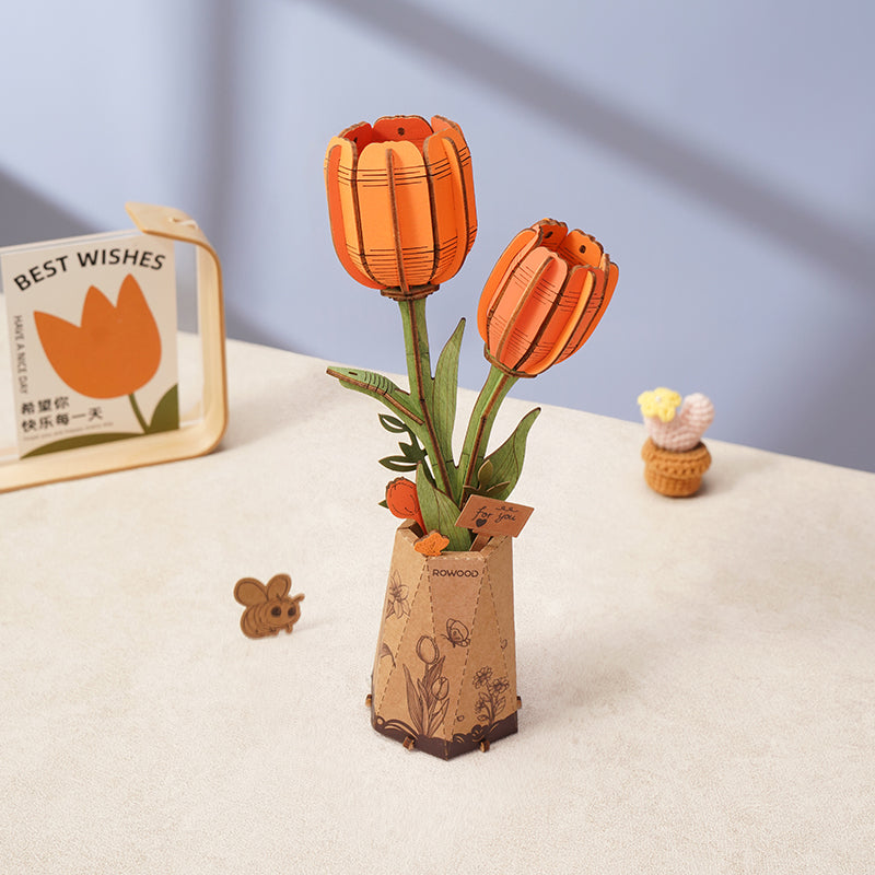 Orange – Rowood Holzblumen Bausatz Tulpen TW081 – Ansicht 5