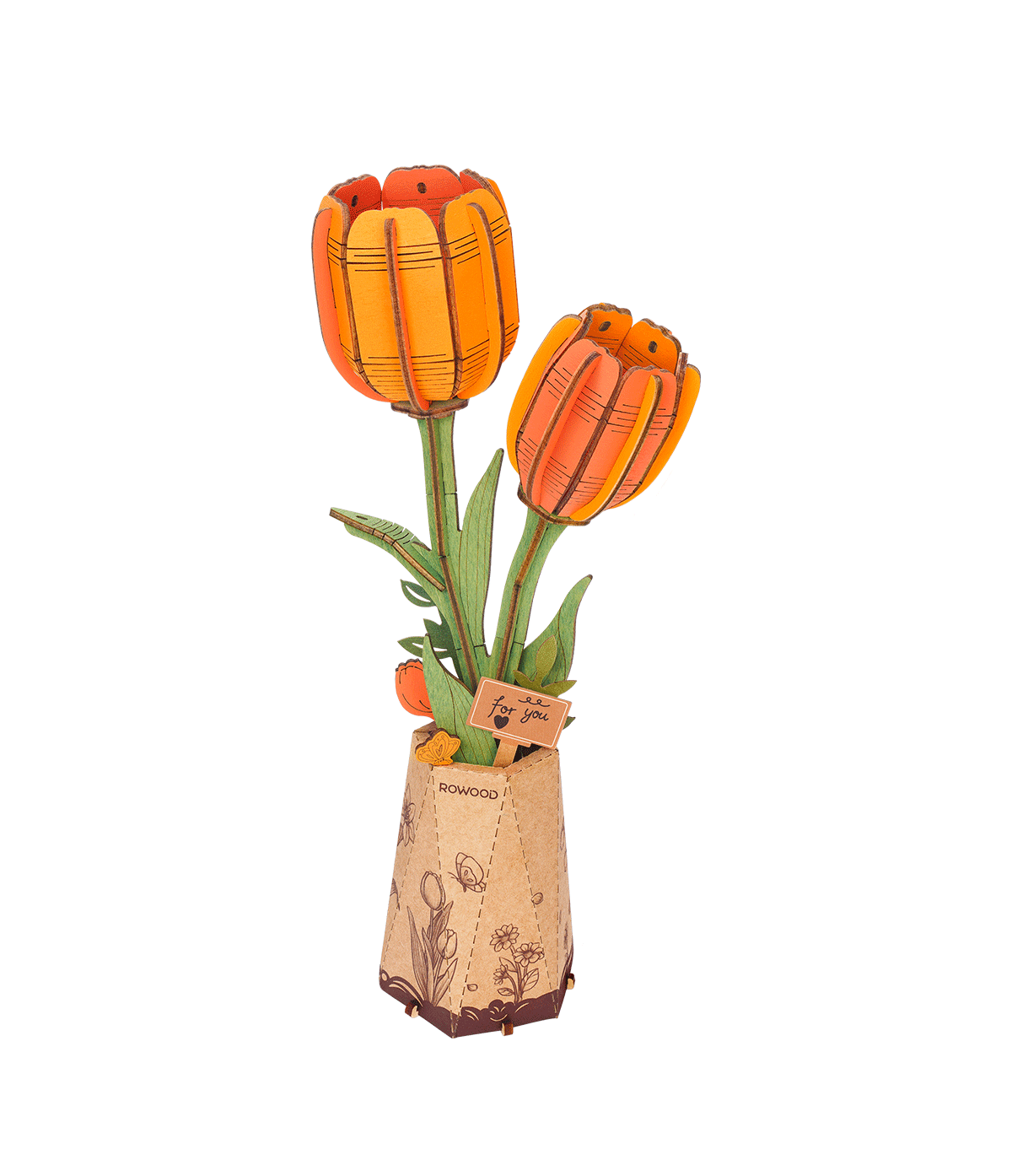 Orange – Rowood Holzblumen Bausatz Tulpen TW081 – Ansicht 4