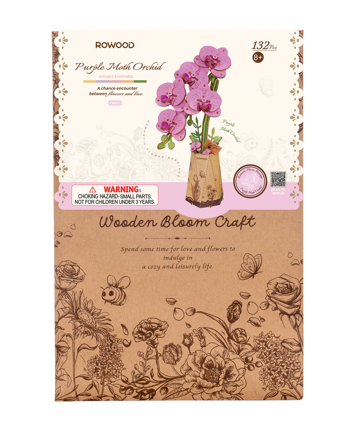 Rowood Holzblumen Bausatz Schmetterlingsorchidee – Purple Moth Orchid TW091 – Ansicht 5