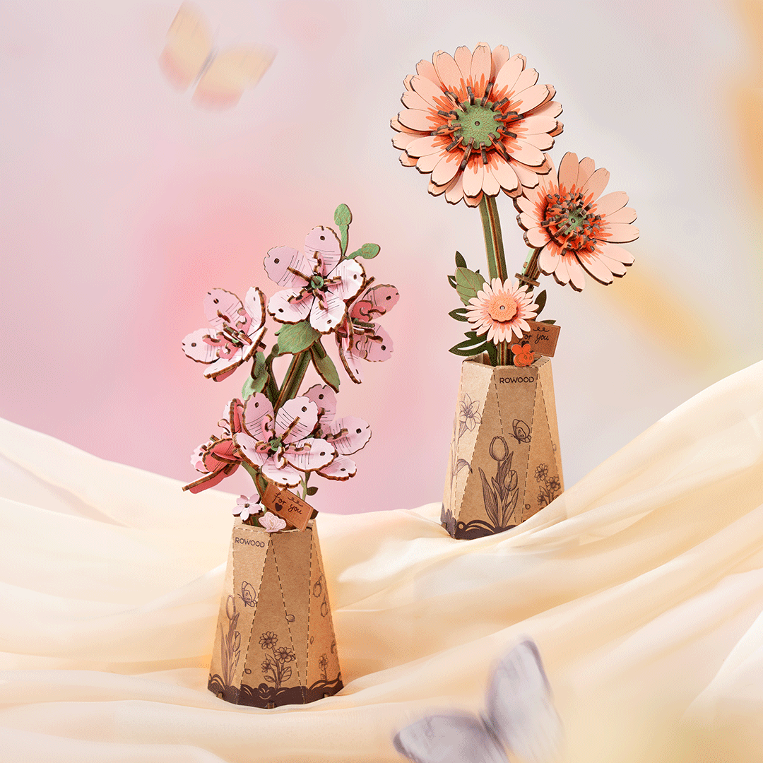 Rowood Holzblumen Bausatz Gerbera Light Orange TW111 – Ansicht 6