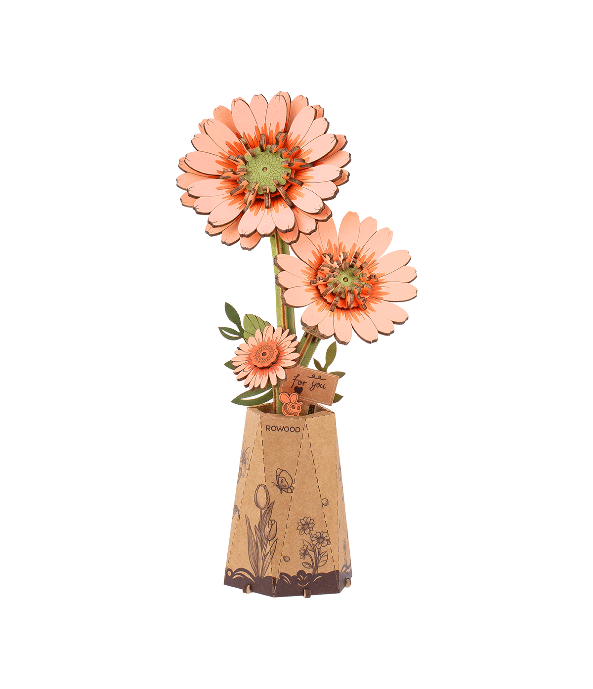 Rowood Holzblumen Bausatz Gerbera Light Orange TW111 – Ansicht 4