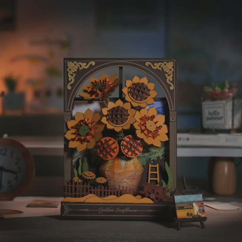 Rowood Sonnenblumen Wandbild 3D Holzpuzzle – Golden Sunflower TH002 – Video 1