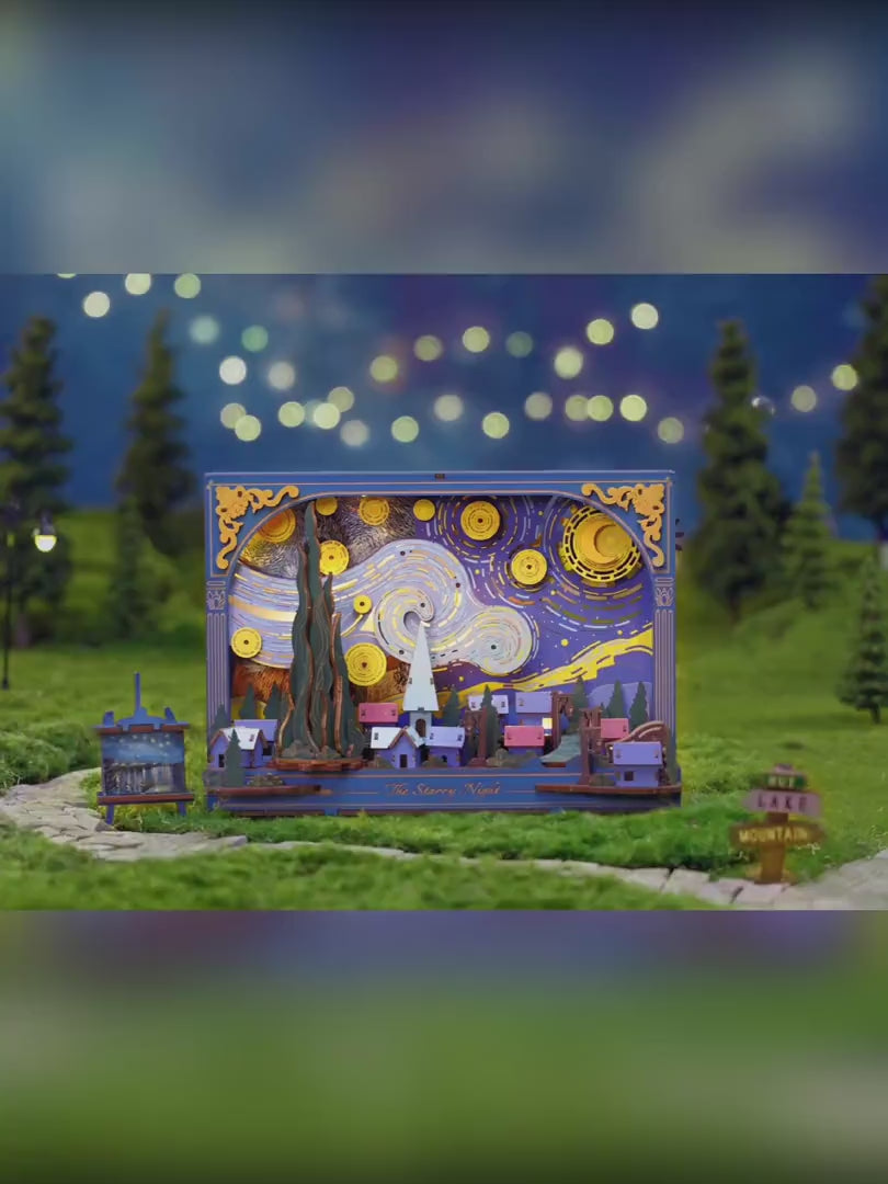Rowood Holz Wandbild Bausatz Sternennacht – The Starry Night TH003 – Video 1