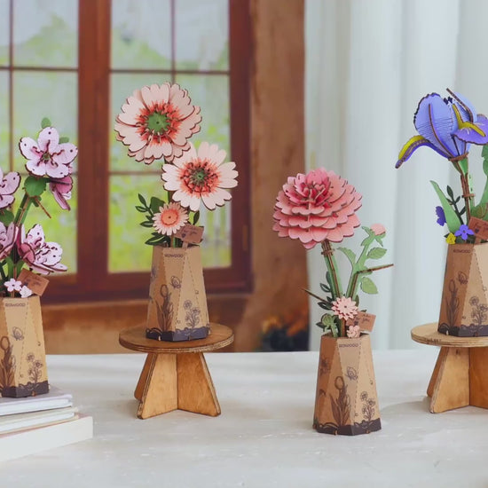 Rowood Holzblumen Bausatz Dahlie Rosa TW131 – Video 1