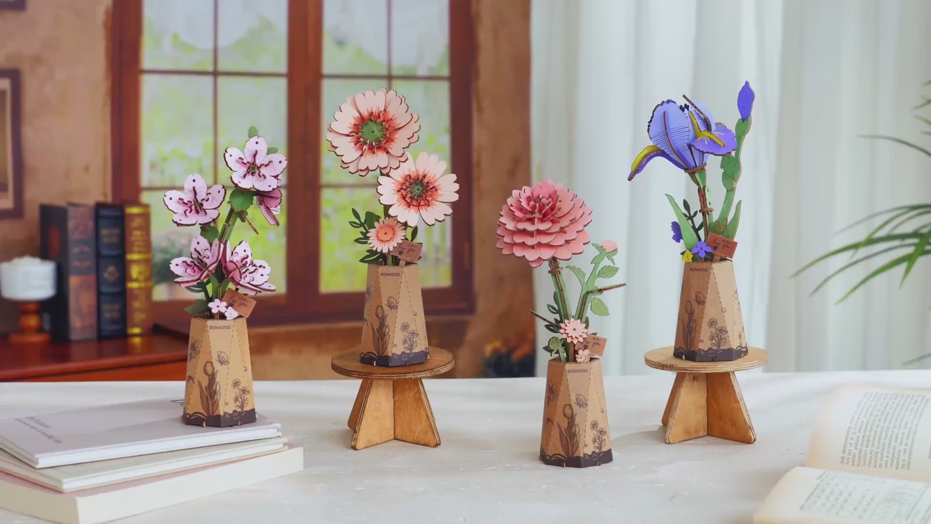 Rowood Holzblumen Bausatz Dahlie Rosa TW131 – Video 1