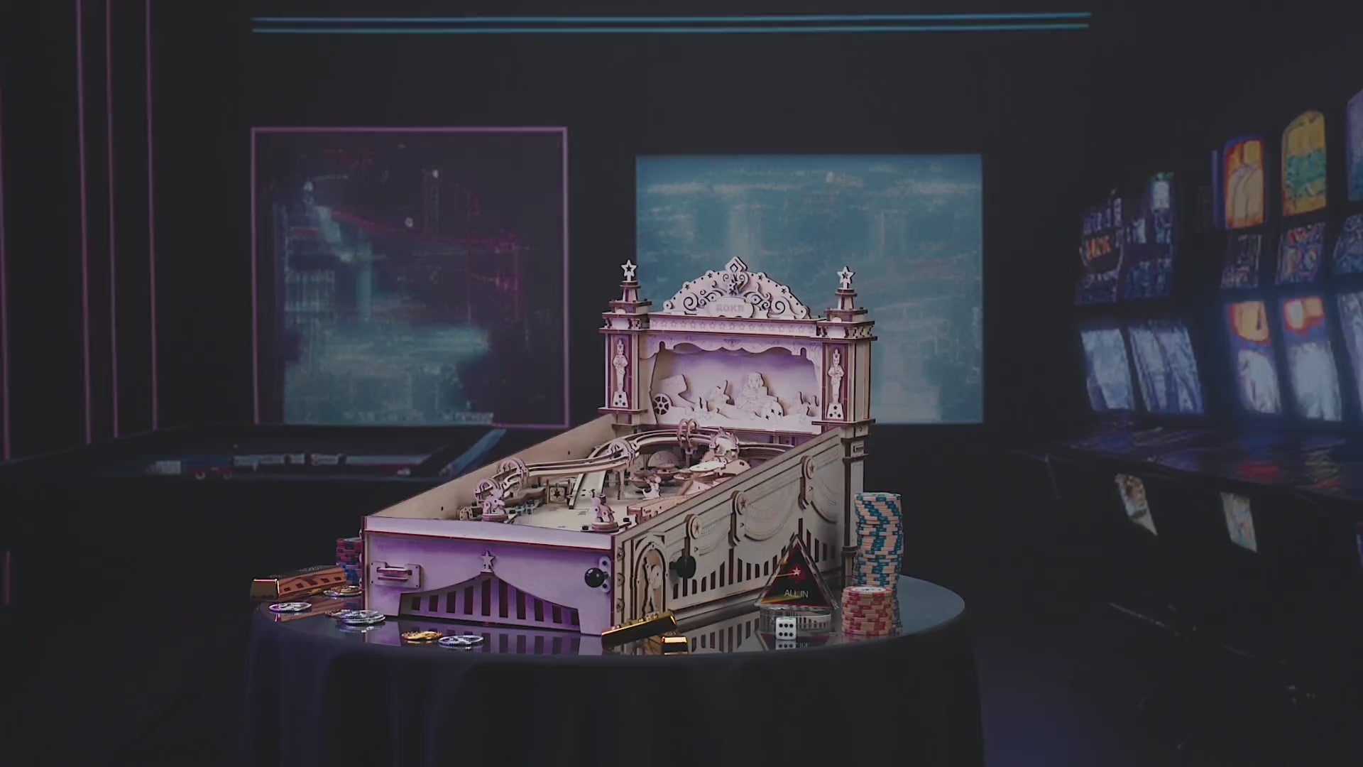 ROKR 3D Holzpuzzle Flipperautomat mit LED und Sound EG01 – Video 1