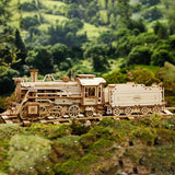 ROKR Prime Steam Express Dampflok Bausatz aus Holz in der Seitenansicht