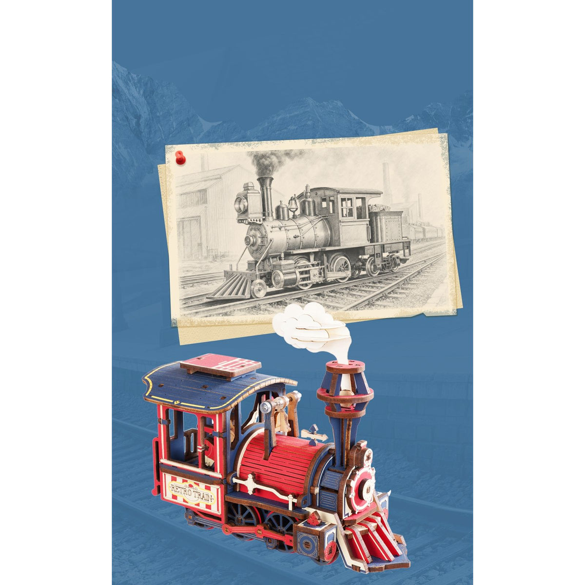 Holzpuzzle ohne Kleber: lasergeschnittene Holzplatten der ROKR Power Express