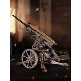 Mechanisches 3D Holzpuzzle Flugabwehrkanone mit Drehsystem von 90 bis 130 Grad