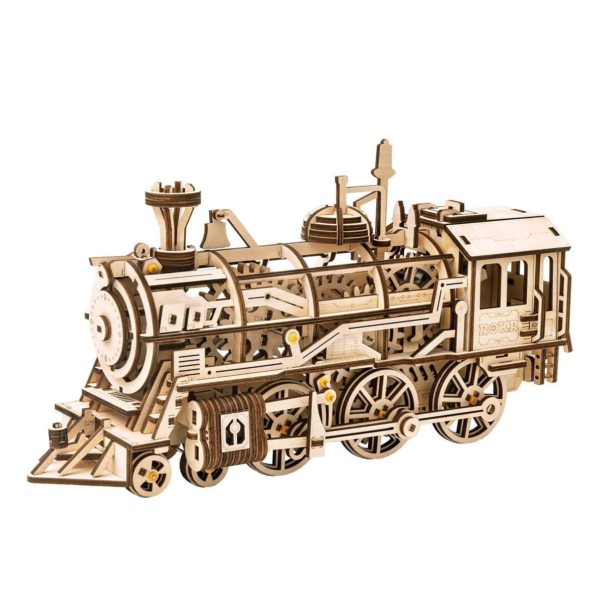 ROKR 3D Holzpuzzle Lokomotive LK701 – fertig gebaute Dampflok aus Holz