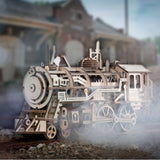 3D Holzpuzzle für Erwachsene: ROKR Lokomotive LK701 im Bau