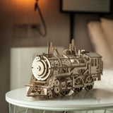 3D Holzpuzzle mechanisch: ROKR Dampflok LK701 beim Fahren