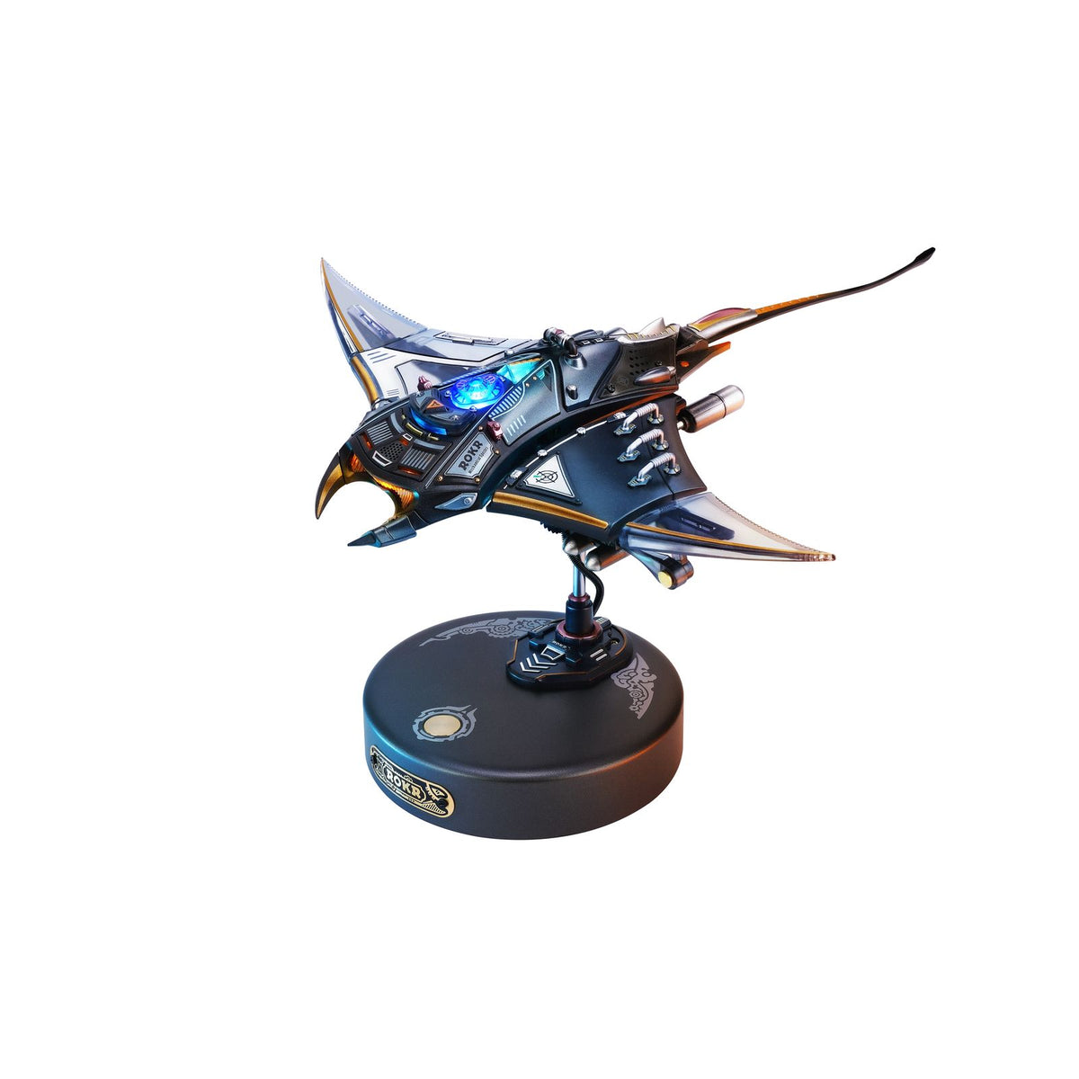ROKR 3D Holzpuzzle Manta Ray MI06 – schwarzer mechanischer Mantarochen auf Sockel