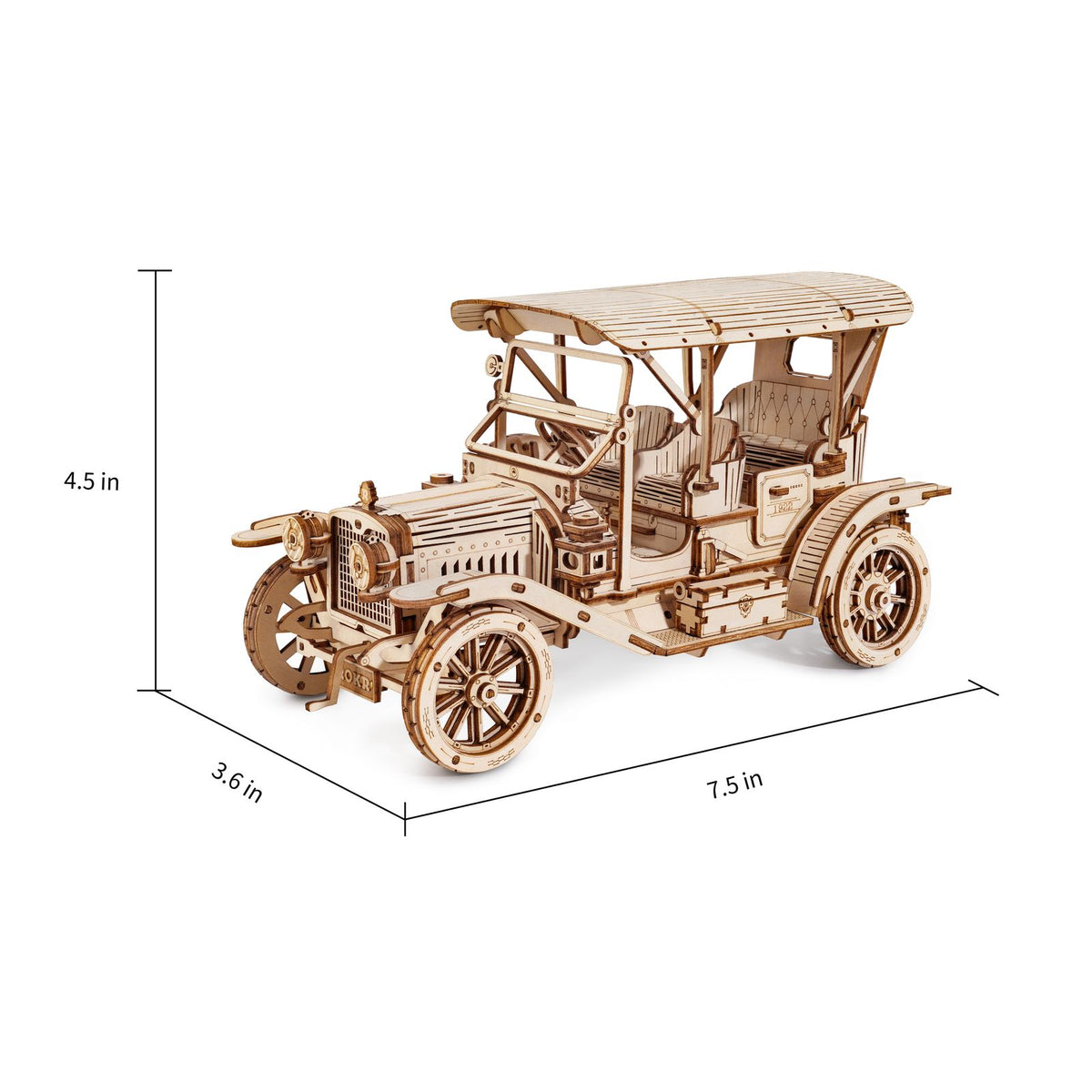 ROKR 3D Holzpuzzle Oldtimer Vintage Car MC801 fertig aufgebaut in der Gesamtansicht