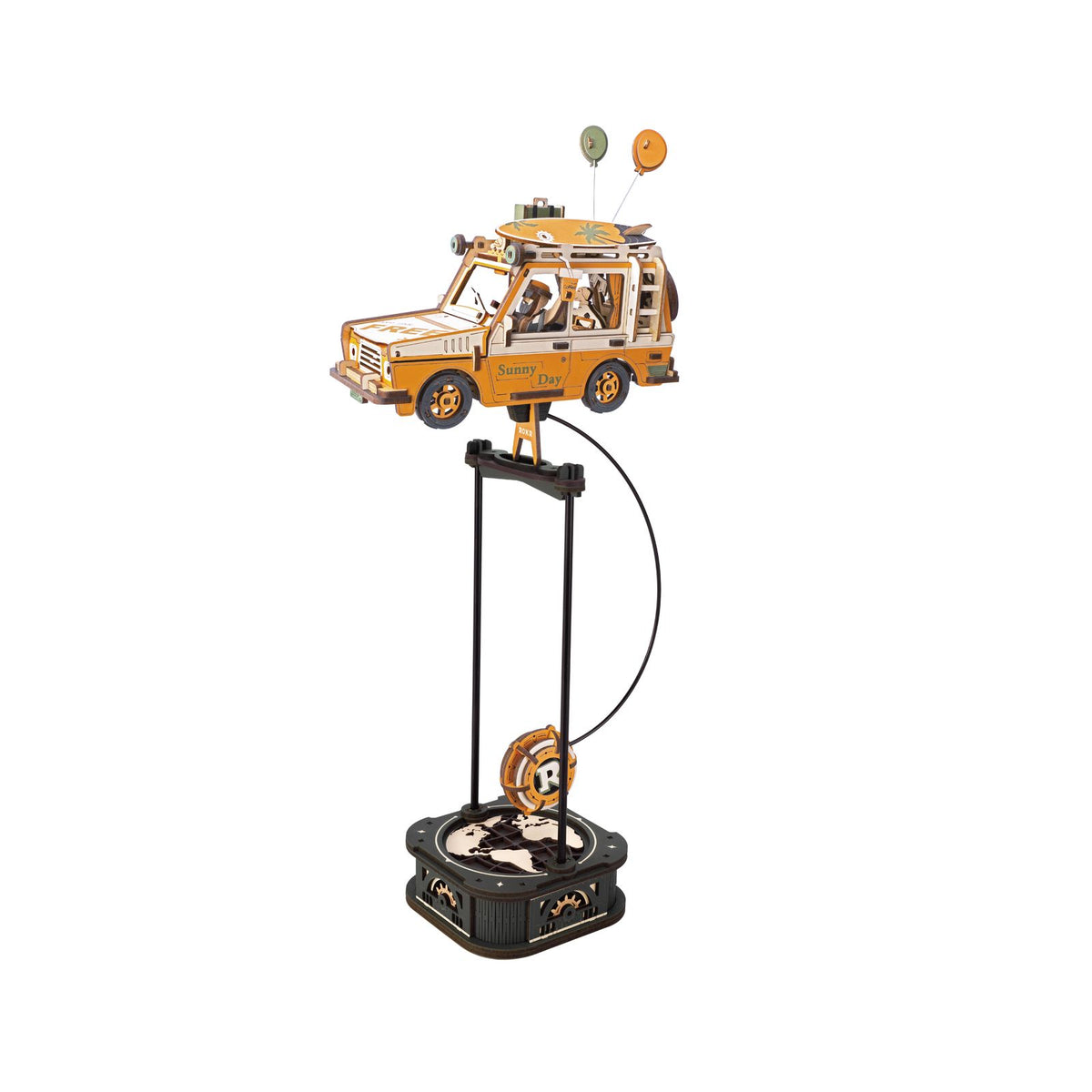 ROKR 3D Holzpuzzle Road Tripper MCD03 – schaukelnder Jeep mit Surfbrett auf dem Dach
