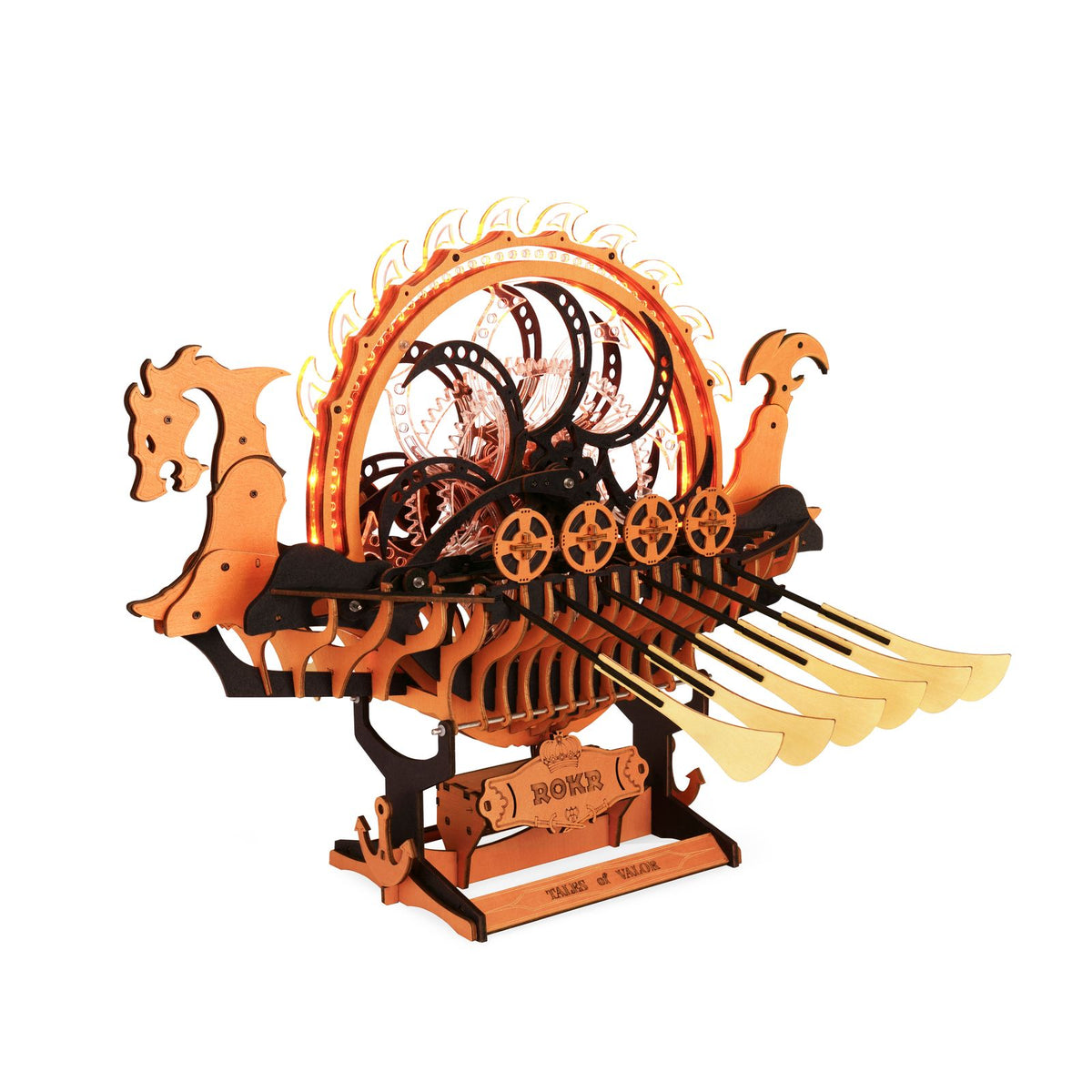 ROKR Viking Dragon Ship LK802 – 3D Holzpuzzle Schiff als Wikinger-Drachenschiff, fertig aufgebaut