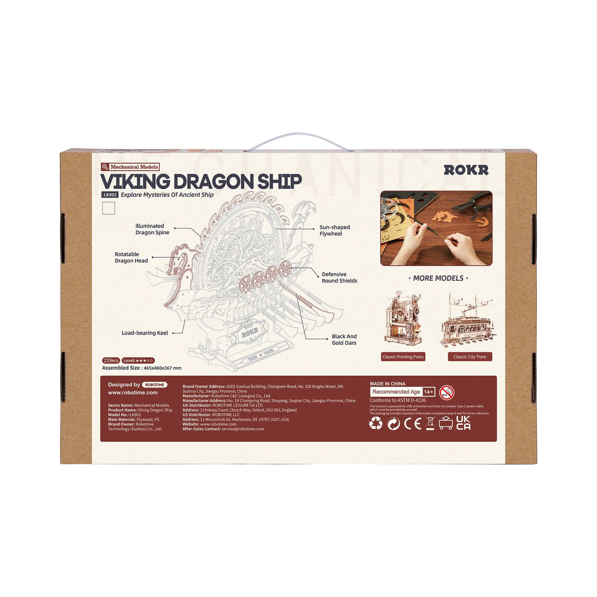 Teile und Zubehör des ROKR Viking Dragon Ship Bausatzes LK802 vor dem Aufbau