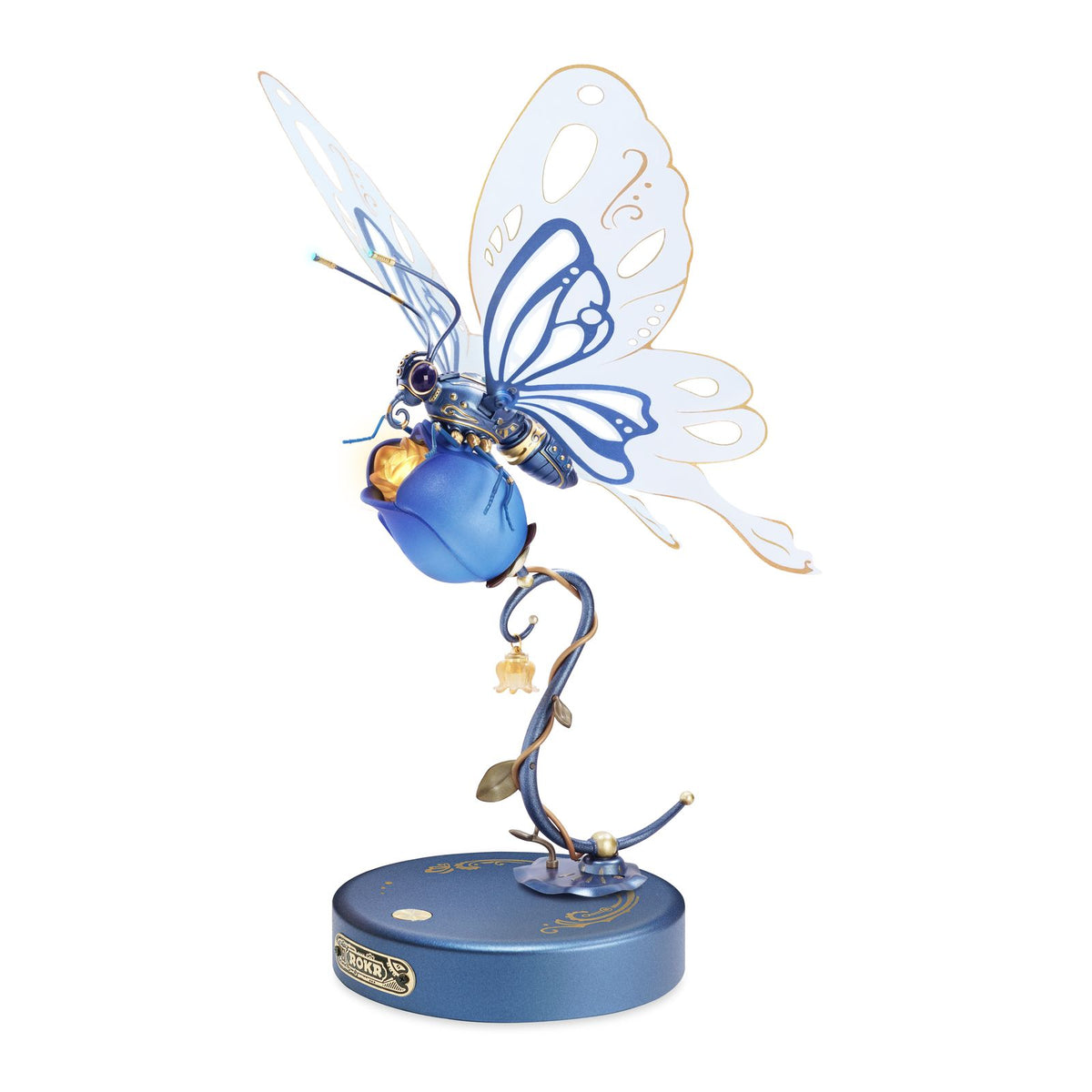 3D Holzpuzzle Schmetterling ROKR Blue Butterfly MI05B fertig aufgebaut