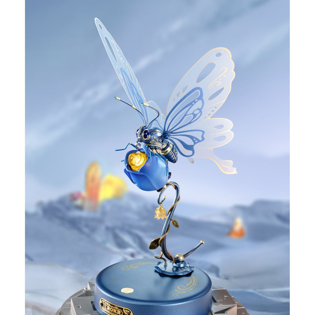 Kopf des ROKR Blue Butterfly mit Fühlern und Verzierungen