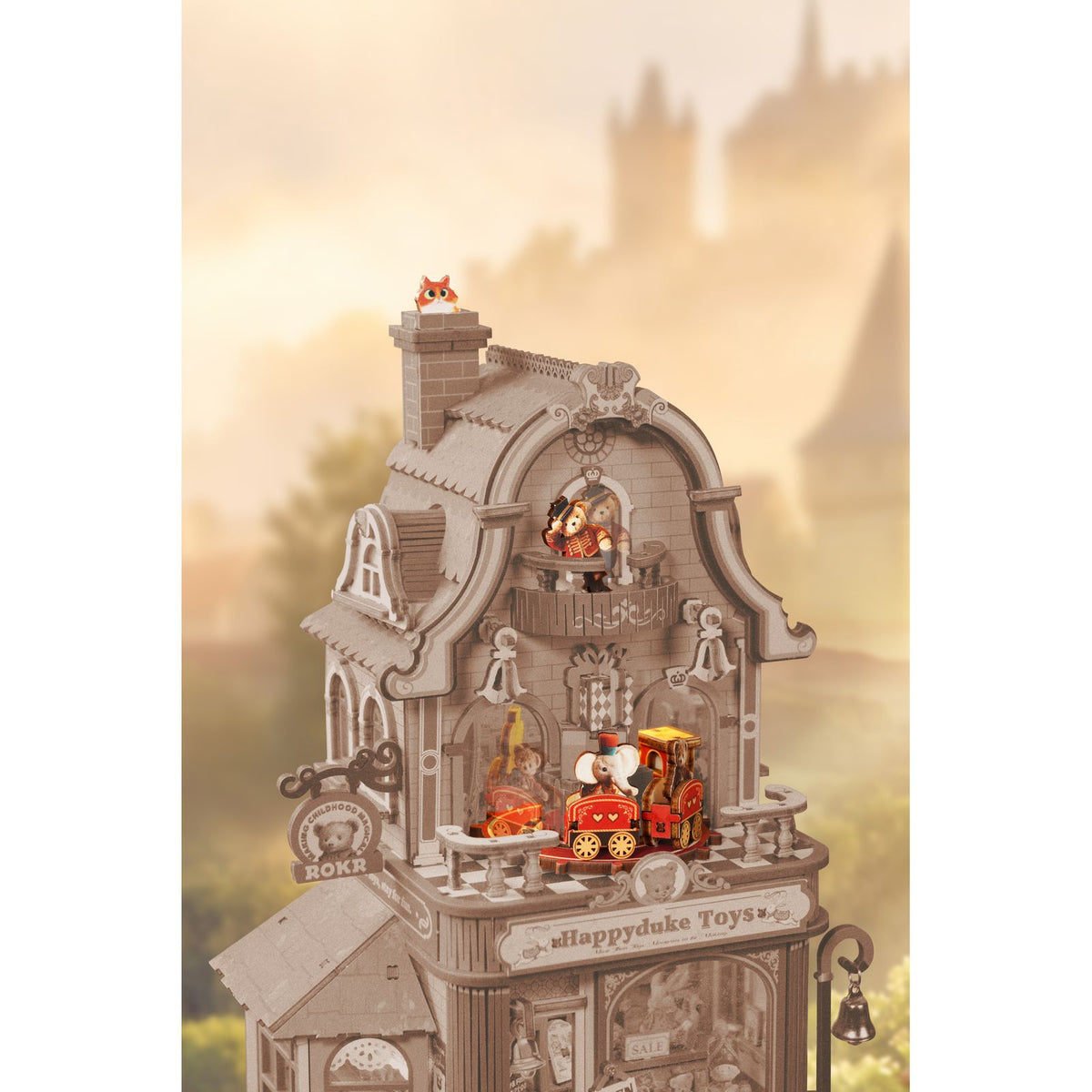 Mechanisches 3D Holzpuzzle Happyduke Toys mit Touchbutton und LED