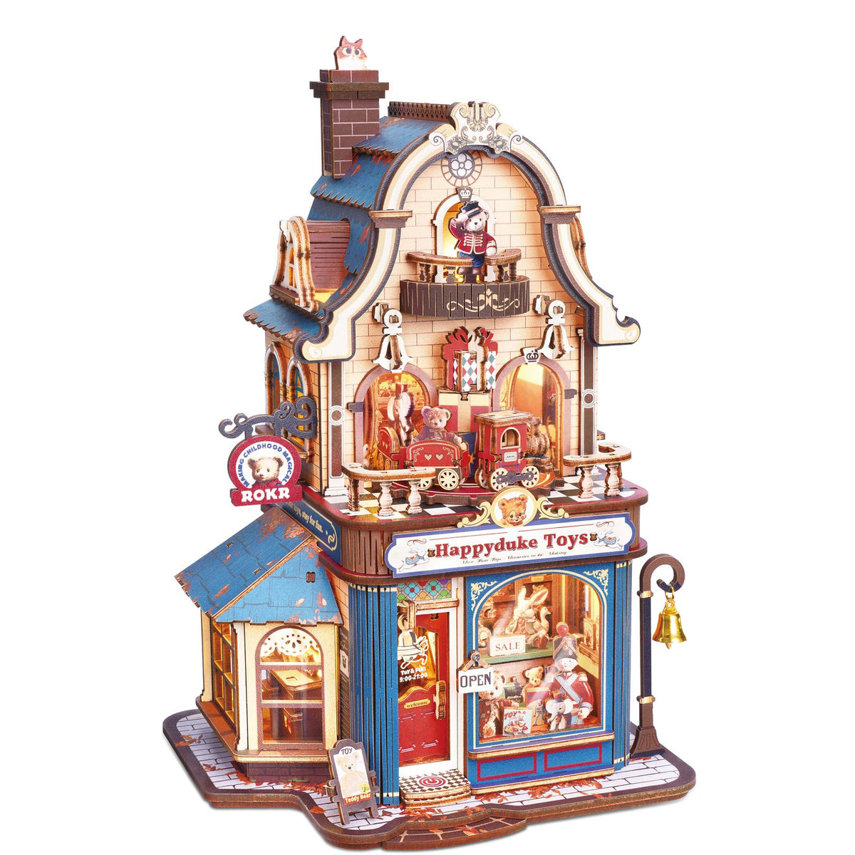 Happyduke Toys EAM01 Spielzeugladen Bausatz fertig aufgebaut mit LED-Beleuchtung