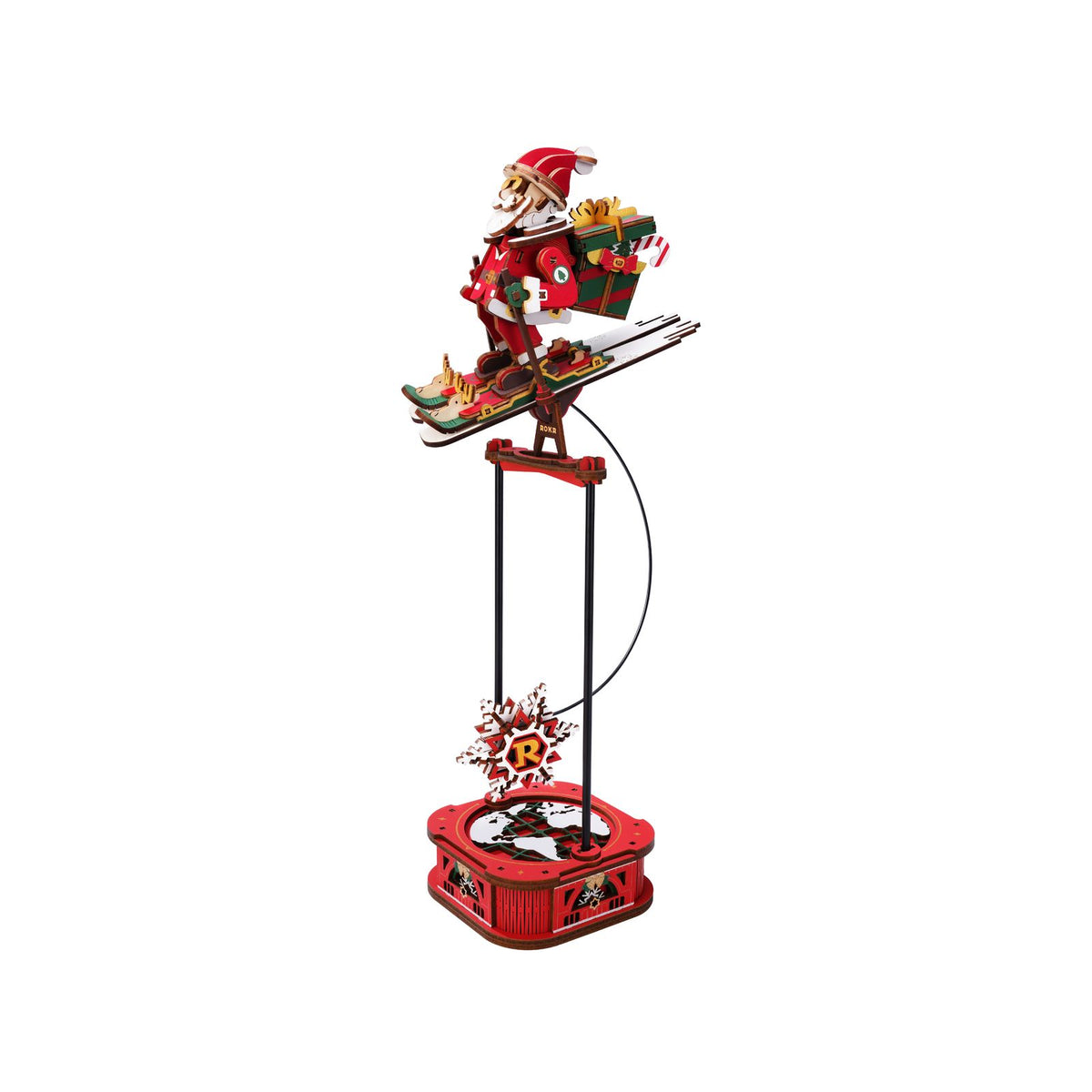 ROKR 3D Holzpuzzle Weihnachtsmann Santa on Skis MCD06 fertig aufgebaut