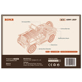 Holzplatten mit gelaserten Teilen des ROKR Army Field Car MC701