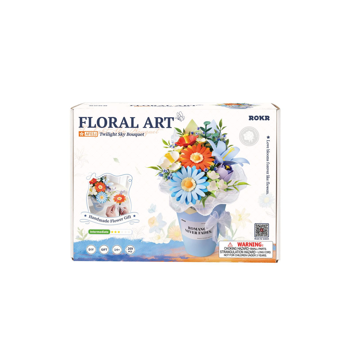 Bauteile aus Kunststoffplatten des ROKR Blumen Bastelsets Twilight Sky Bouquet