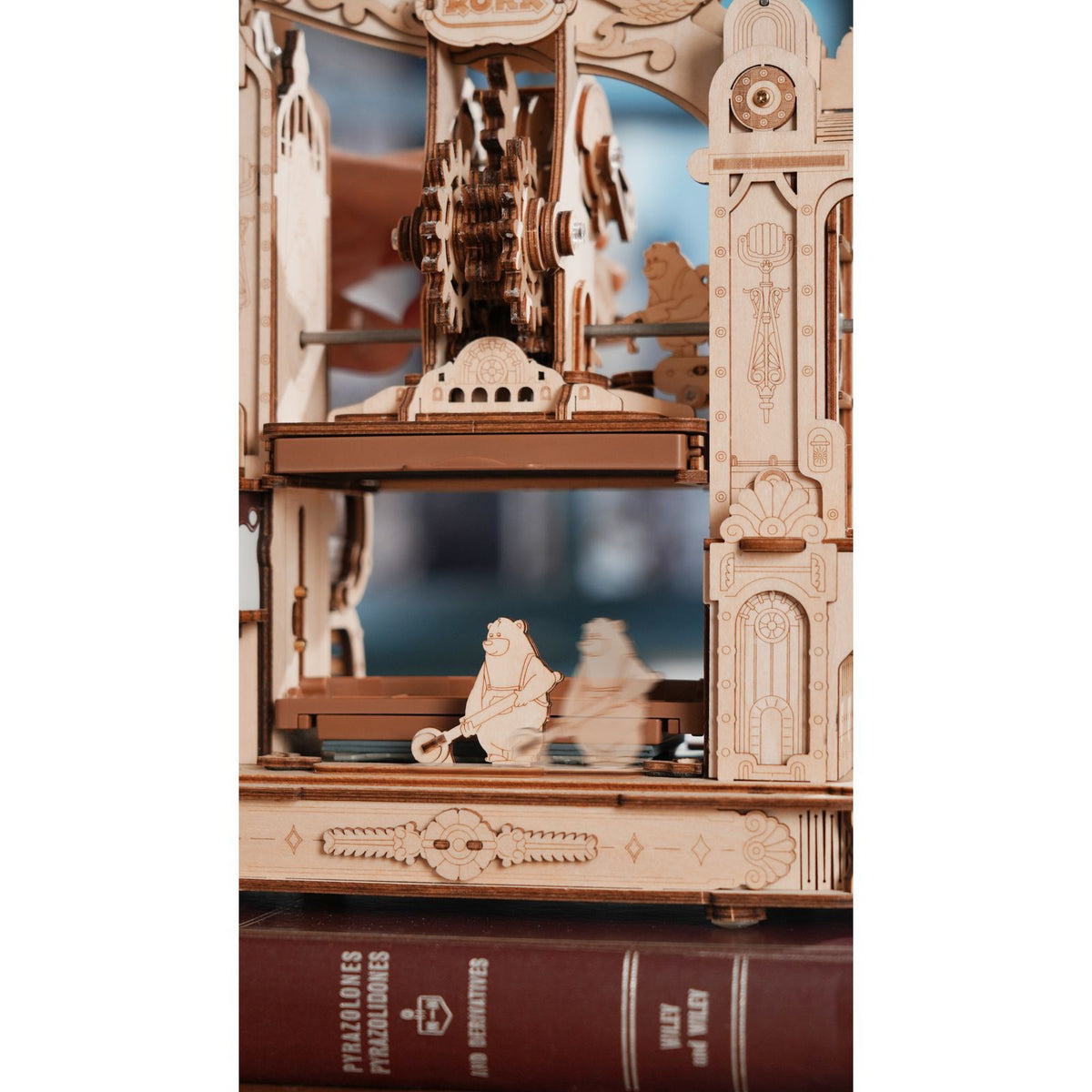 3D Holzpuzzle für Erwachsene: Druckerpresse mit beweglichen Bären
