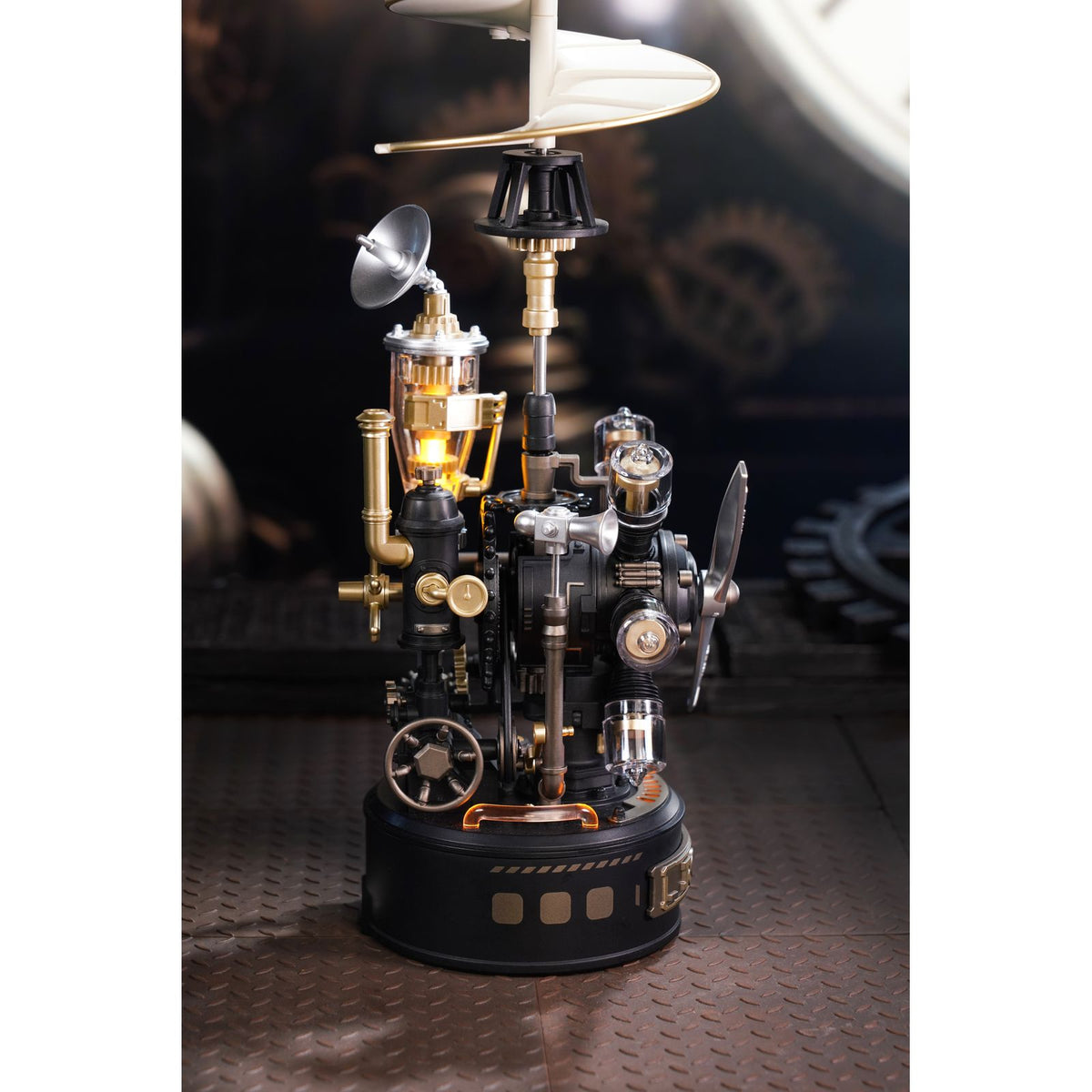 Mechanisches 3D Puzzle Da Vinci Helikopter mit 6-Zylinder-Motor