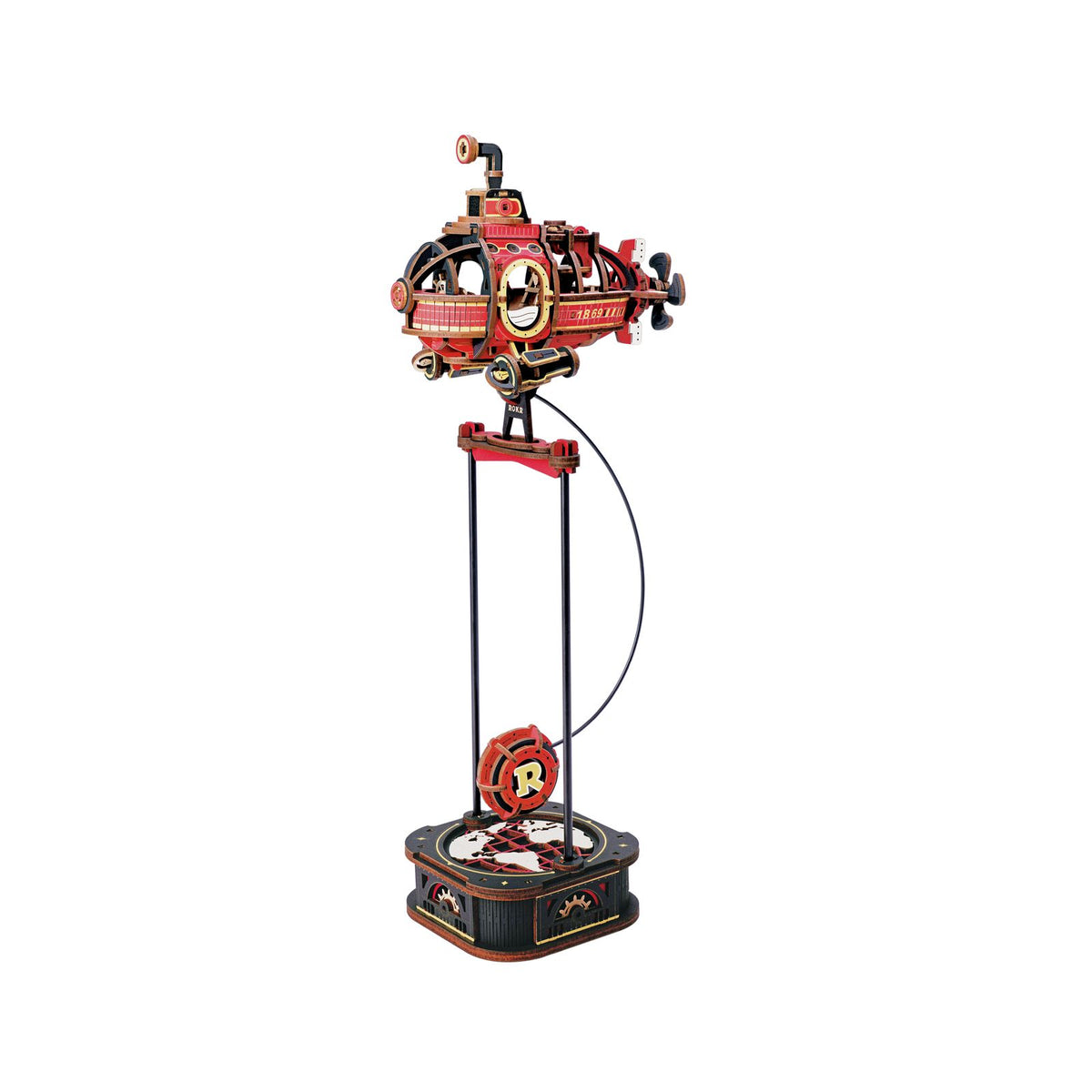 ROKR Deep Sea Adventurer MCD04 – rotes U-Boot als 3D Holzpuzzle im Cartoonstil