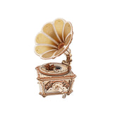 ROKR Diva Gramophone Spieluhr AMK82 als fertig gebautes 3D Holzpuzzle
