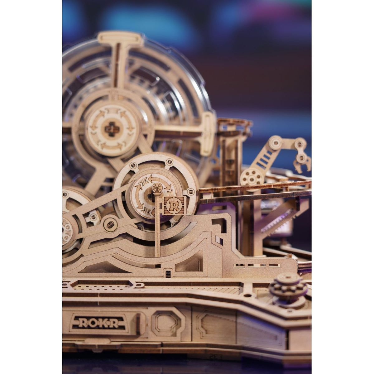 ROKR 3D Holzpuzzle Murmelbahn Gear Ball Challenge von oben mit Gamepad-Tasten