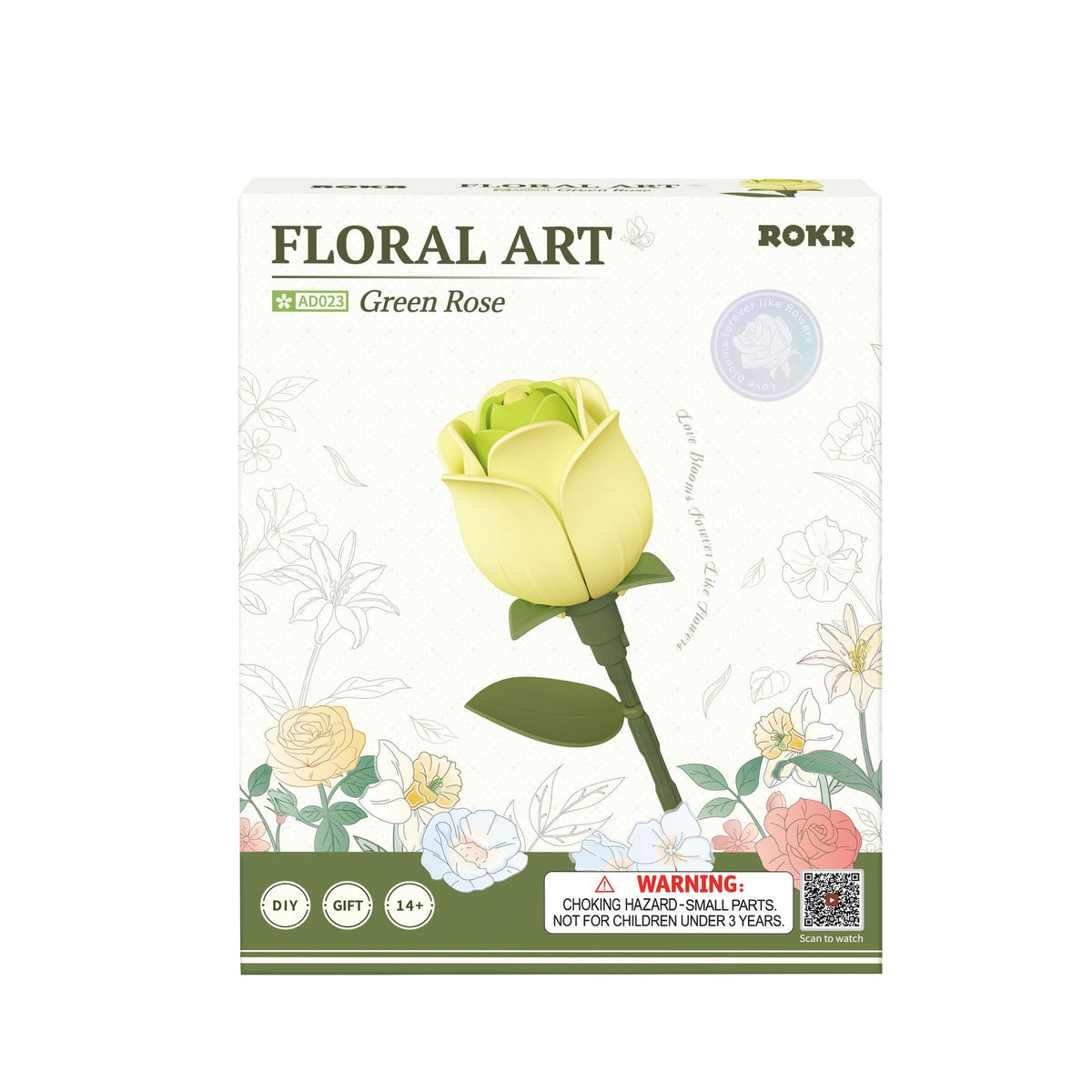 Grün – ROKR Rose Bausatz Kunstblume zum Selberbauen AD021 – Ansicht 2