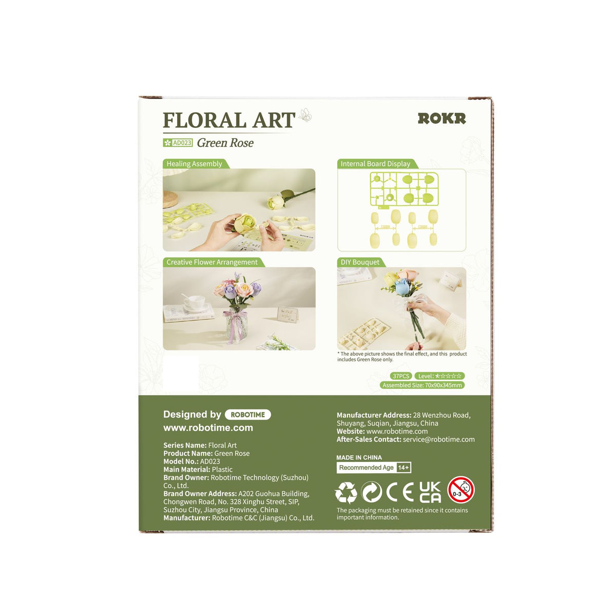 Grün – ROKR Rose Bausatz Kunstblume zum Selberbauen AD021 – Ansicht 3