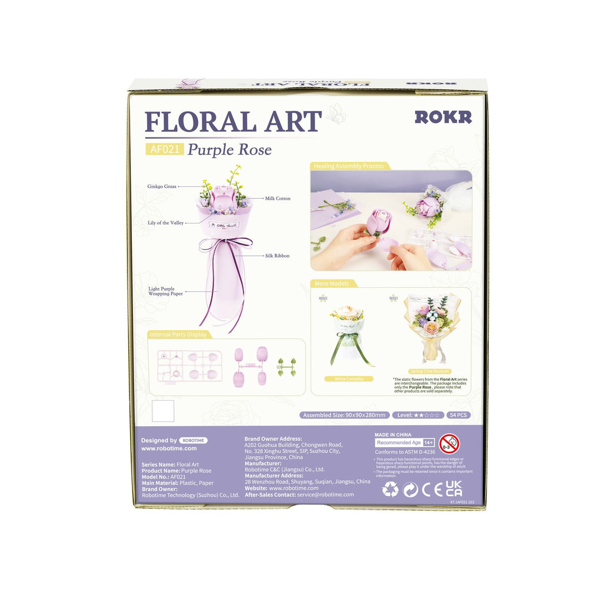 ROKR Purple Rose: ewige Rose mit Maiglöckchen und Jasmin als Deko