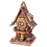 ROKR Kuckucksuhr 3D Holzpuzzle LC901C fertig aufgebaut im Wunderland-Design