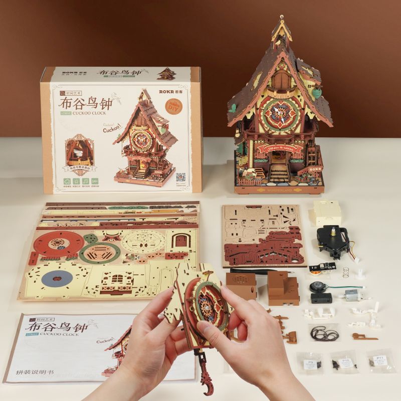 3D Holzpuzzle für Erwachsene: ROKR Kuckucksuhr mit 435 Teilen