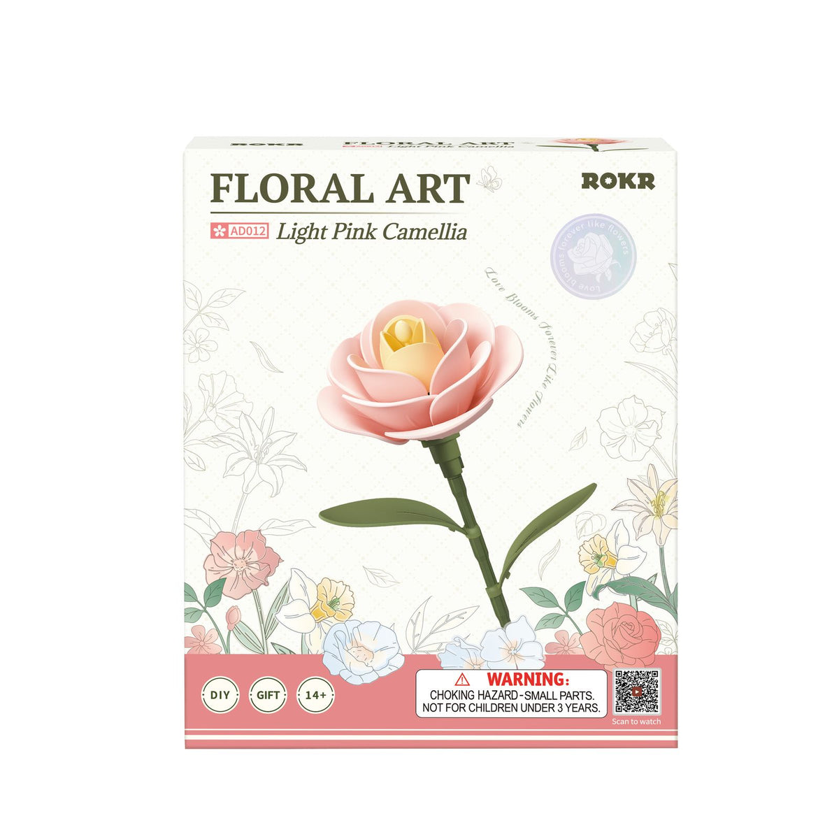 Hellrosa – ROKR Kamelie Blumen Bausatz zum Basteln AD011 – Ansicht 2