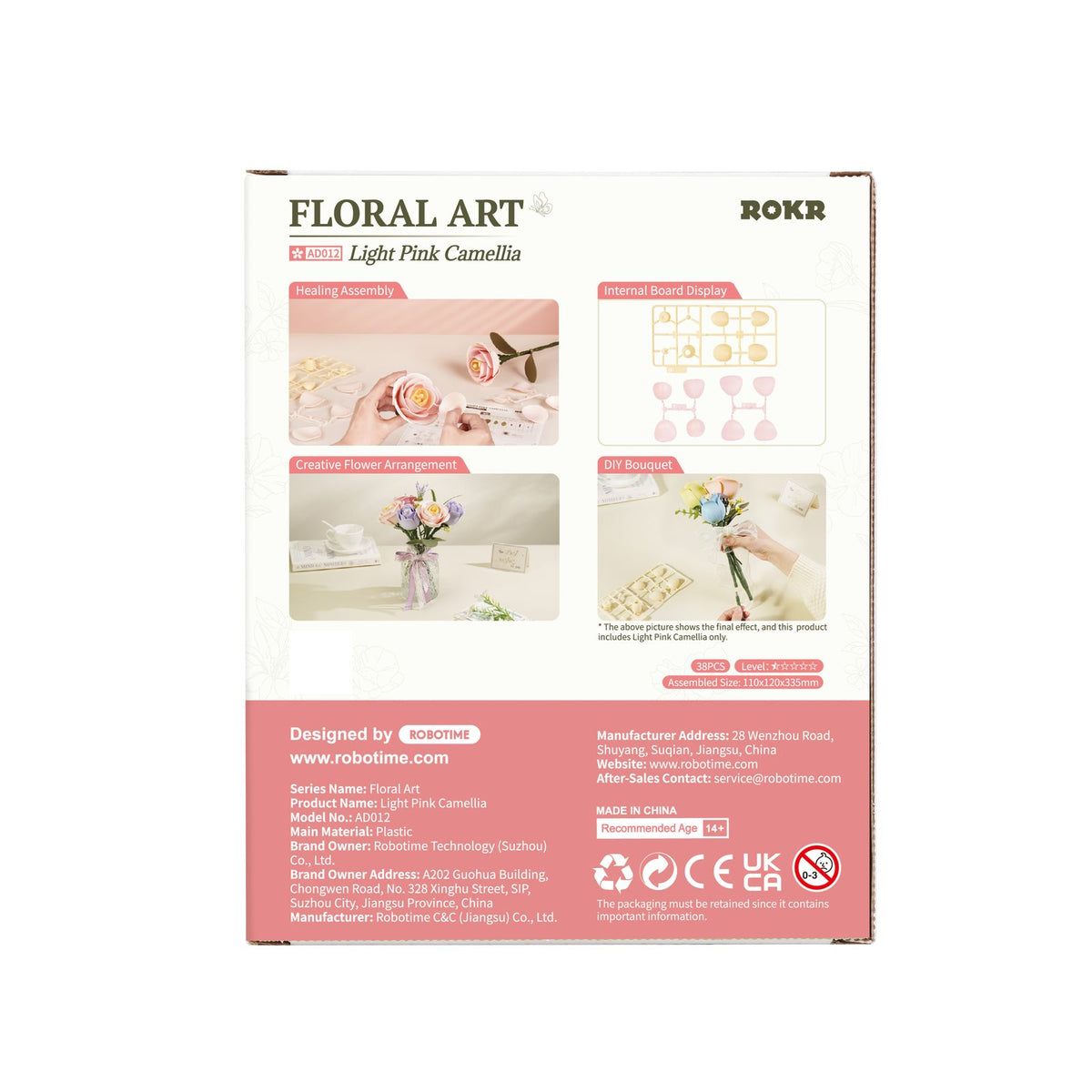 Hellrosa – ROKR Kamelie Blumen Bausatz zum Basteln AD011 – Ansicht 3