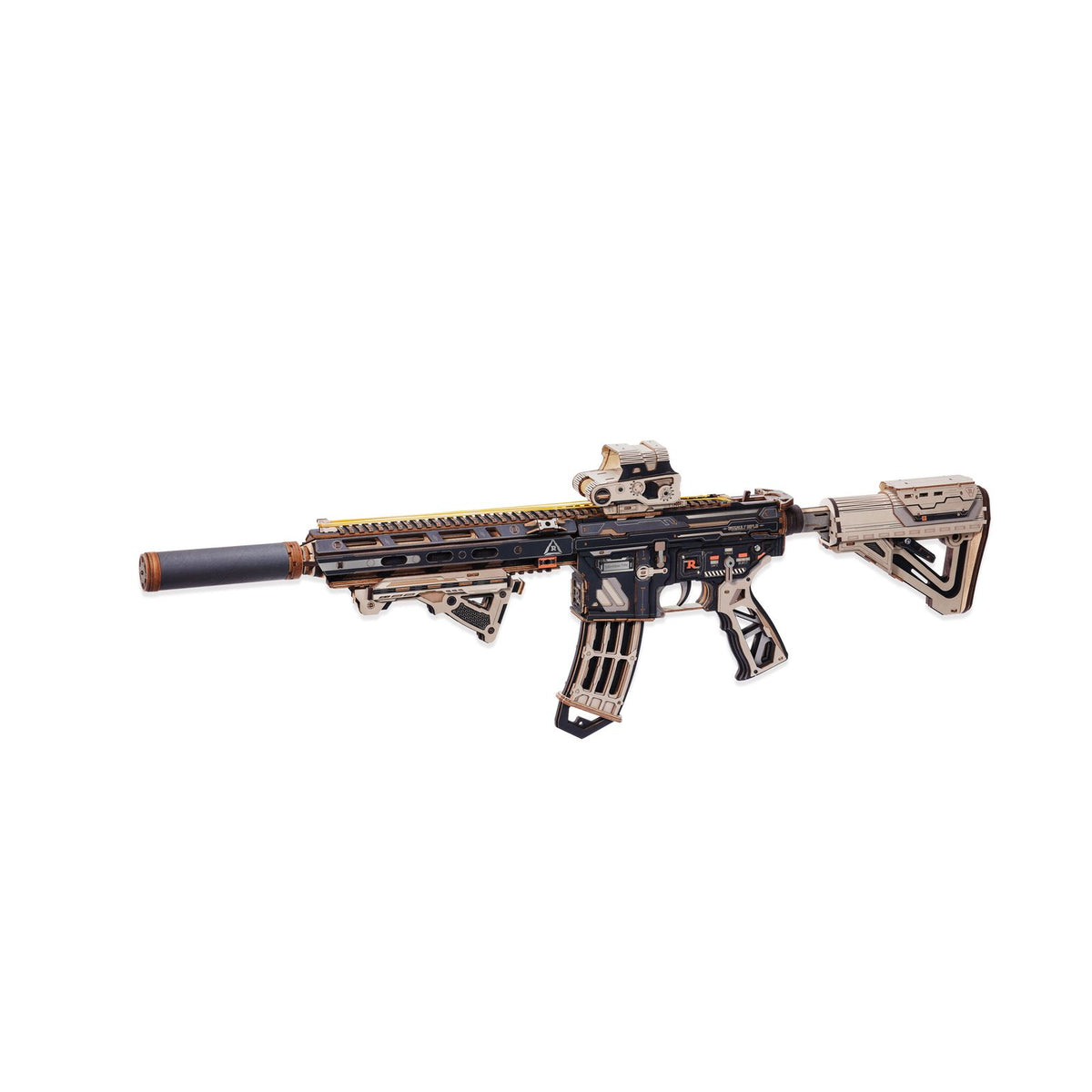 ROKR M416 Carbine 3D Holzpuzzle LQB02 fertig aufgebaut im Überblick