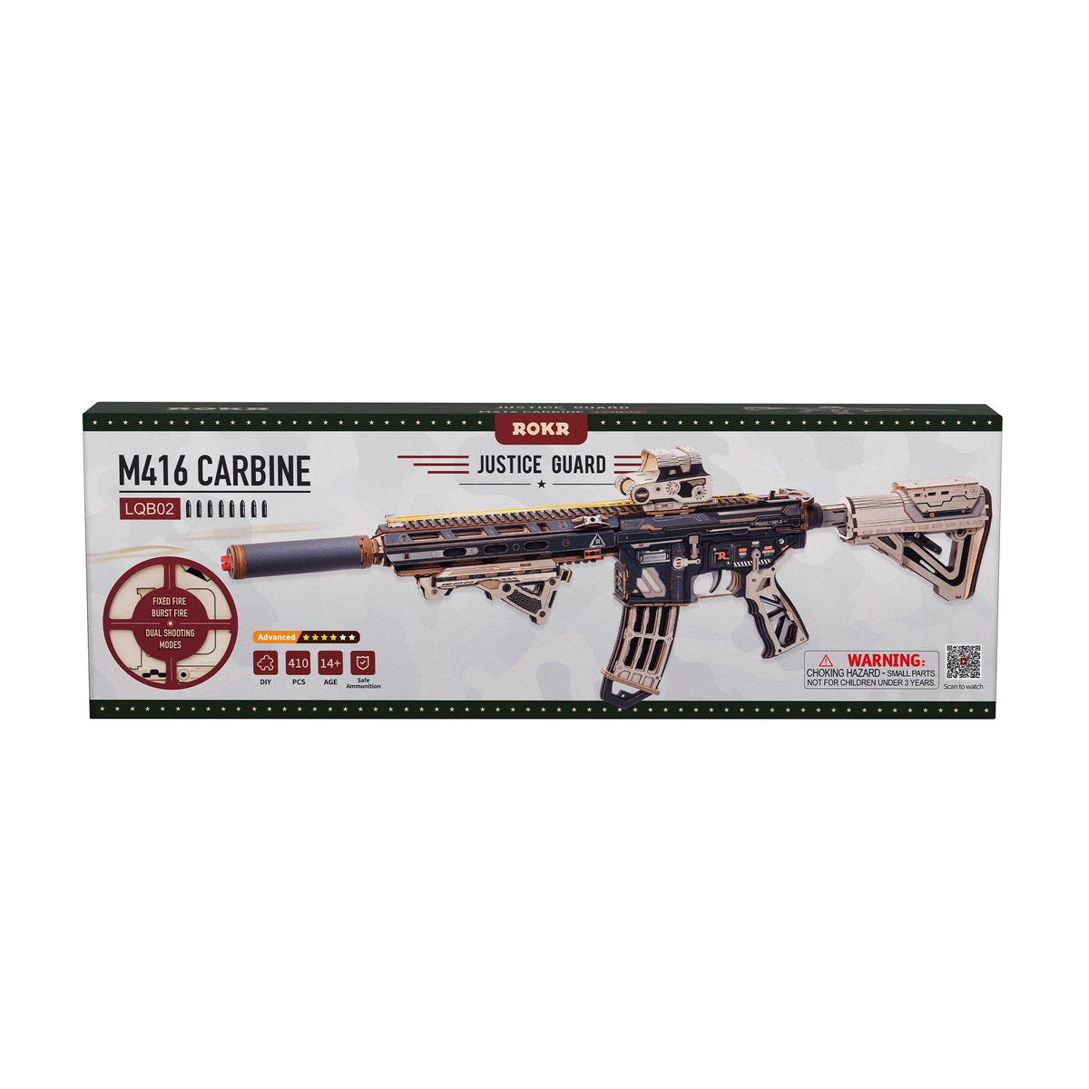ROKR M416 Carbine Bausatz aus Holz in Schwarz und Goldbeige