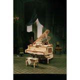 Zahnräder und rotierende Blume unter dem Deckel des ROKR Magic Piano AMK81