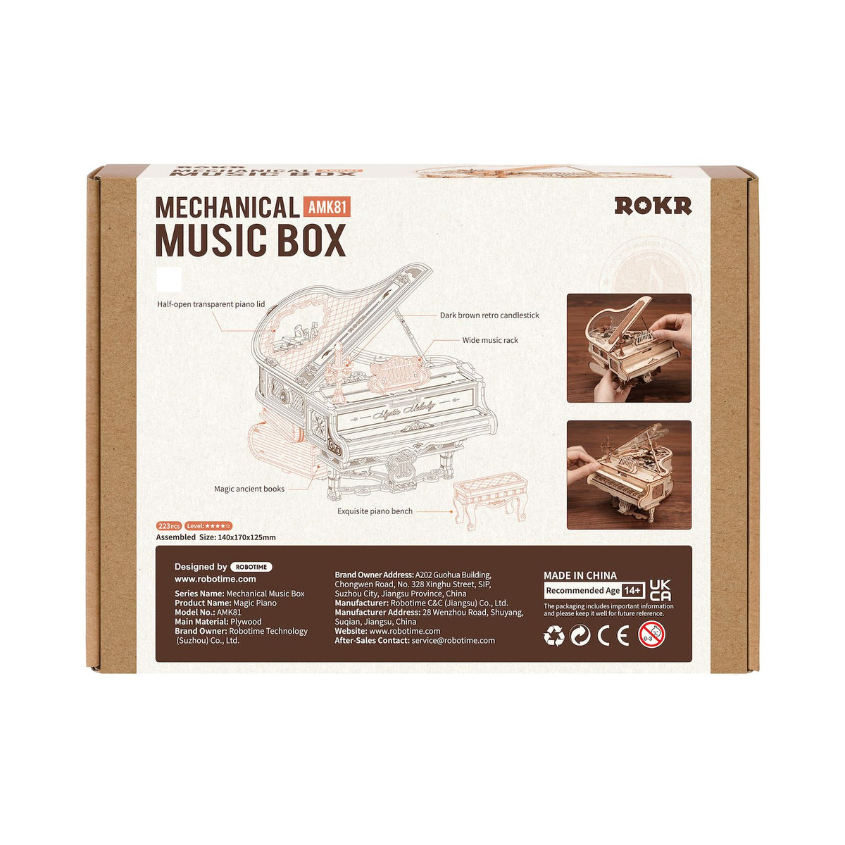 Holzbaukasten für Erwachsene: ROKR Magic Piano mit 223 Teilen als Regaldeko