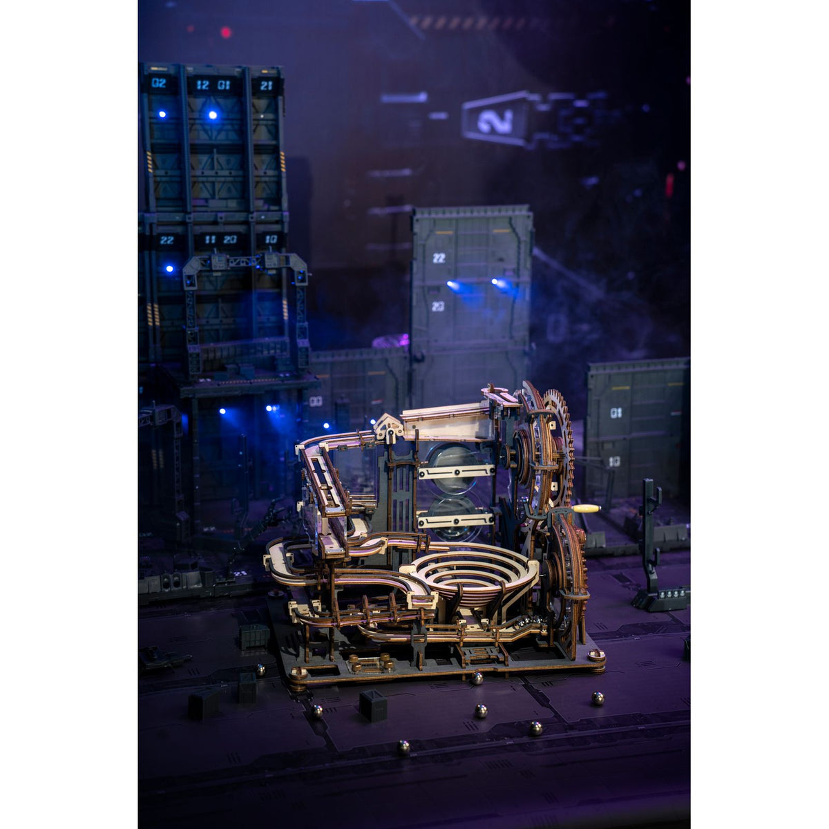 Marble Night City Holzmodell mit S-Beschleuniger und Stopp-Controller